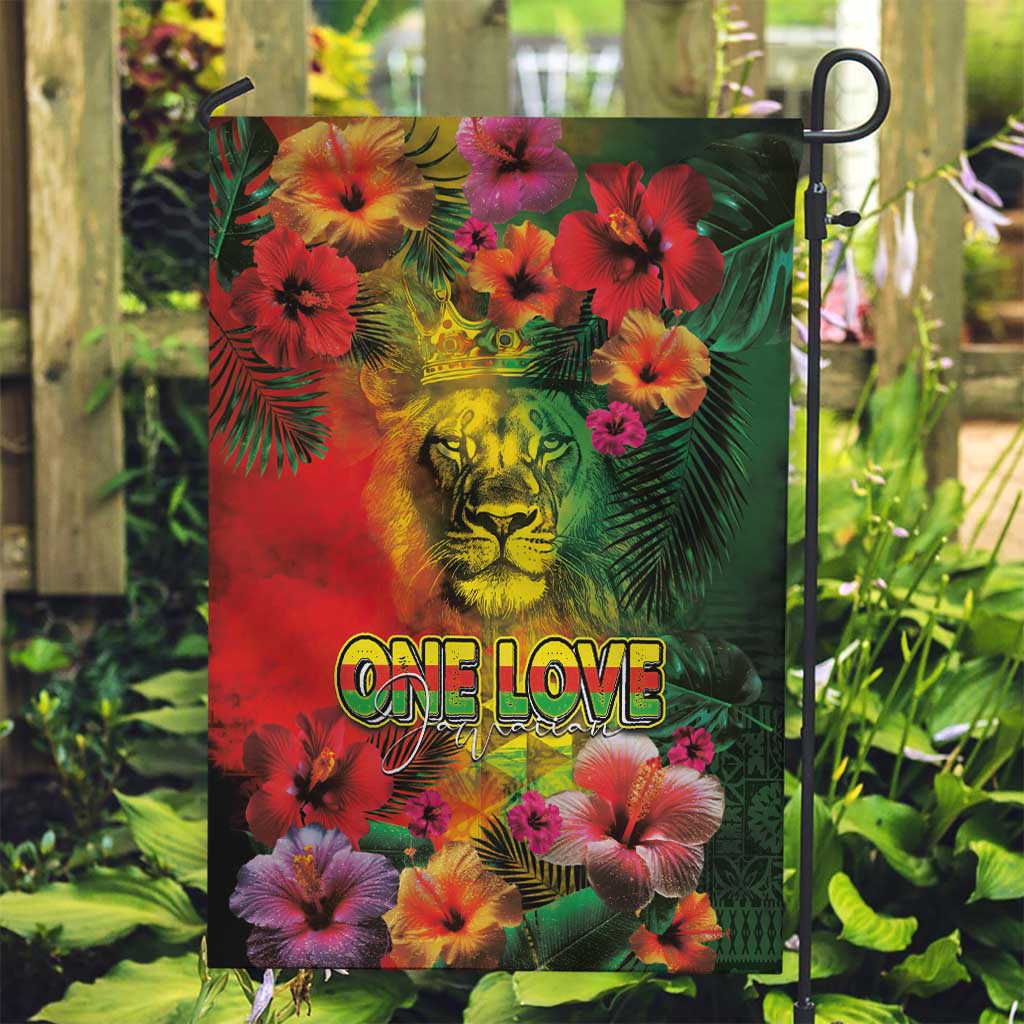 Hawaiian Reggae Garden Flag Tropical Plants and Tribal Kakau Tattoo-One Love Jawaiian LT03 Garden Flag Reggae - Polynesian Pride