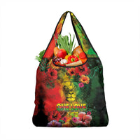 Hawaiian Reggae Grocery Bag Tropical Plants and Tribal Kakau Tattoo-One Love Jawaiian LT03 1-pack One Size Reggae - Polynesian Pride