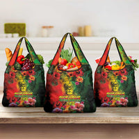 Hawaiian Reggae Grocery Bag Tropical Plants and Tribal Kakau Tattoo-One Love Jawaiian LT03 3-pack One Size Reggae - Polynesian Pride