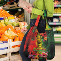 Hawaiian Reggae Grocery Bag Tropical Plants and Tribal Kakau Tattoo-One Love Jawaiian LT03 - Polynesian Pride
