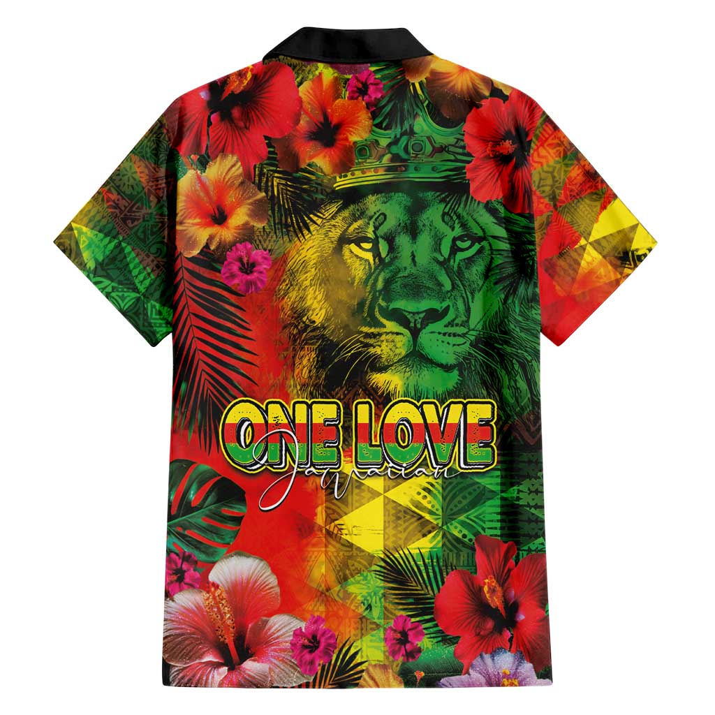 Hawaiian Reggae Hawaiian Shirt Tropical Plants and Tribal Kakau Tattoo-One Love Jawaiian LT03 - Polynesian Pride