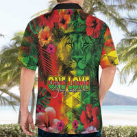Hawaiian Reggae Hawaiian Shirt Tropical Plants and Tribal Kakau Tattoo-One Love Jawaiian LT03 - Polynesian Pride