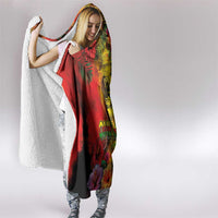 Hawaiian Reggae Hooded Blanket Tropical Plants and Tribal Kakau Tattoo-One Love Jawaiian LT03 - Polynesian Pride