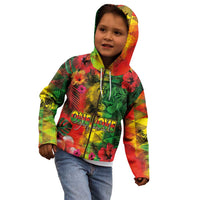 Hawaiian Reggae Kid Hoodie Tropical Plants and Tribal Kakau Tattoo-One Love Jawaiian LT03 - Polynesian Pride