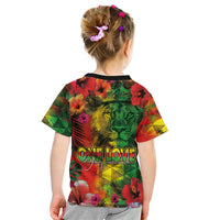 Hawaiian Reggae Kid T Shirt Tropical Plants and Tribal Kakau Tattoo-One Love Jawaiian LT03 - Polynesian Pride
