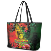 Hawaiian Reggae Leather Tote Bag Tropical Plants and Tribal Kakau Tattoo-One Love Jawaiian LT03 - Polynesian Pride