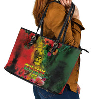 Hawaiian Reggae Leather Tote Bag Tropical Plants and Tribal Kakau Tattoo-One Love Jawaiian LT03 - Polynesian Pride