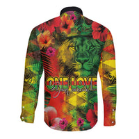 Hawaiian Reggae Long Sleeve Button Shirt Tropical Plants and Tribal Kakau Tattoo-One Love Jawaiian LT03 - Polynesian Pride