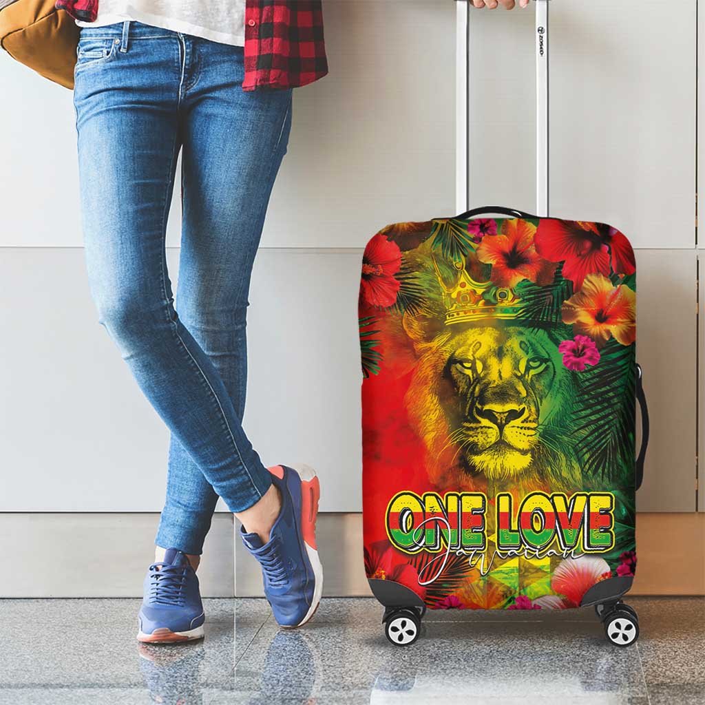 Hawaiian Reggae Luggage Cover Tropical Plants and Tribal Kakau Tattoo-One Love Jawaiian LT03 - Polynesian Pride