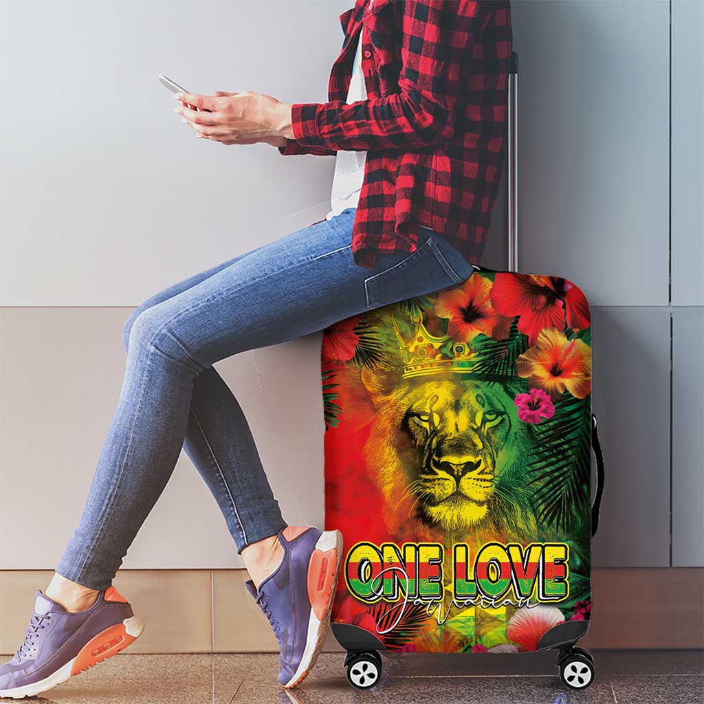 Hawaiian Reggae Luggage Cover Tropical Plants and Tribal Kakau Tattoo-One Love Jawaiian LT03 - Polynesian Pride