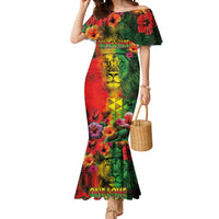 Hawaiian Reggae Mermaid Dress Tropical Plants and Tribal Kakau Tattoo-One Love Jawaiian LT03 Women Reggae - Polynesian Pride
