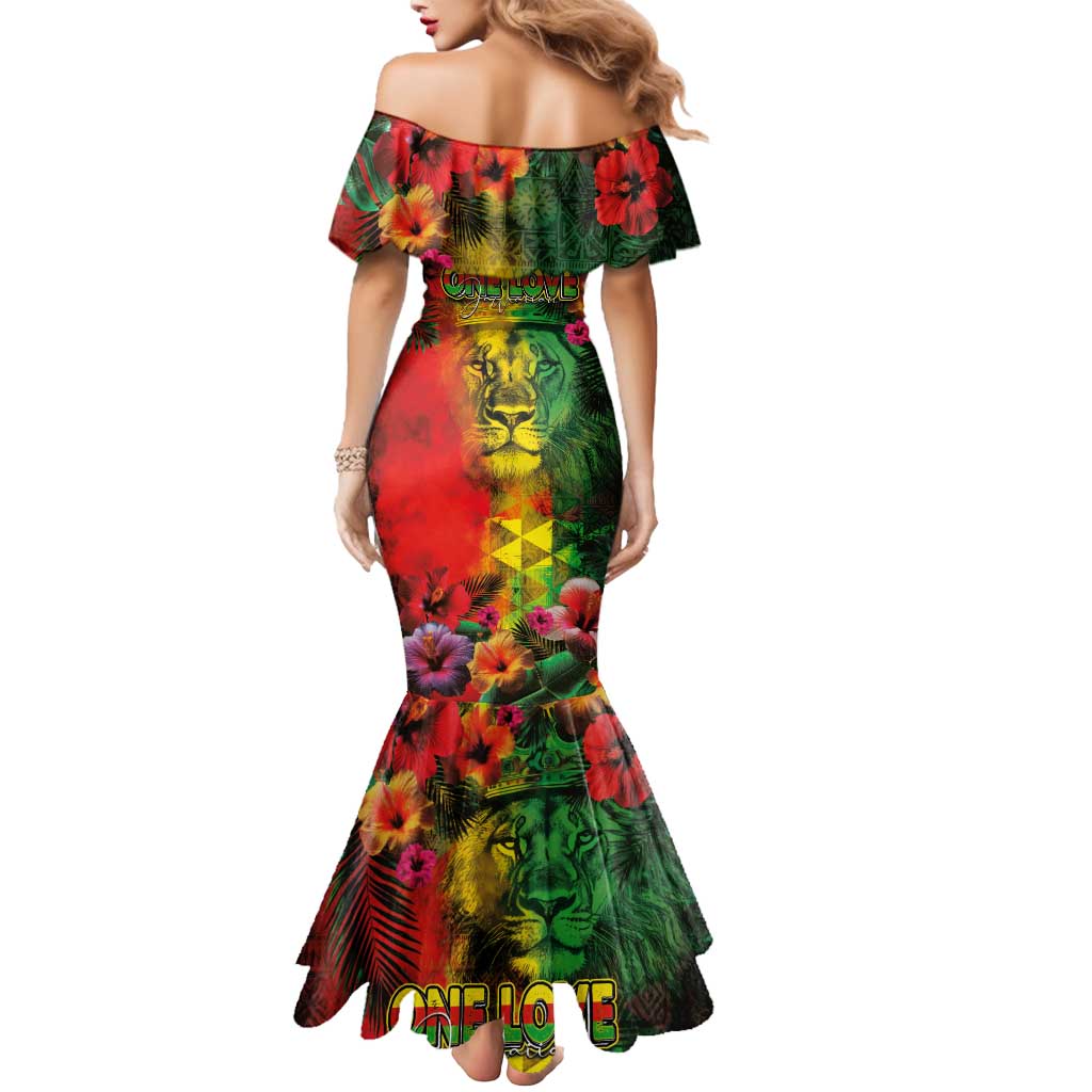 Hawaiian Reggae Mermaid Dress Tropical Plants and Tribal Kakau Tattoo-One Love Jawaiian LT03 - Polynesian Pride