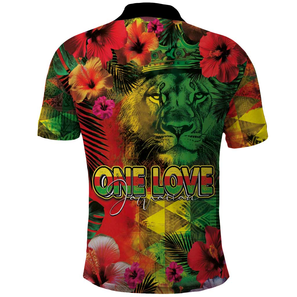Hawaiian Reggae Polo Shirt Tropical Plants and Tribal Kakau Tattoo-One Love Jawaiian LT03 - Polynesian Pride