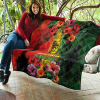 Hawaiian Reggae Quilt Tropical Plants and Tribal Kakau Tattoo-One Love Jawaiian LT03 - Polynesian Pride
