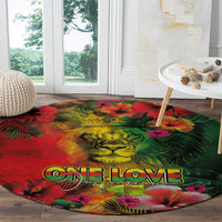 Hawaiian Reggae Round Carpet Tropical Plants and Tribal Kakau Tattoo-One Love Jawaiian LT03 - Polynesian Pride