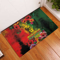 Hawaiian Reggae Rubber Doormat Tropical Plants and Tribal Kakau Tattoo-One Love Jawaiian LT03 - Polynesian Pride