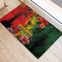 Hawaiian Reggae Rubber Doormat Tropical Plants and Tribal Kakau Tattoo-One Love Jawaiian LT03 - Polynesian Pride