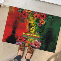 Hawaiian Reggae Rubber Doormat Tropical Plants and Tribal Kakau Tattoo-One Love Jawaiian LT03 - Polynesian Pride