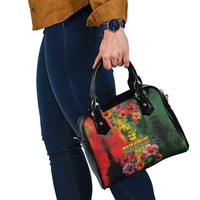 Hawaiian Reggae Shoulder Handbag Tropical Plants and Tribal Kakau Tattoo-One Love Jawaiian LT03 - Polynesian Pride