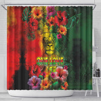 Hawaiian Reggae Shower Curtain Tropical Plants and Tribal Kakau Tattoo-One Love Jawaiian LT03 - Polynesian Pride