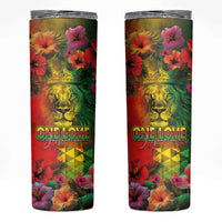 Hawaiian Reggae Skinny Tumbler Tropical Plants and Tribal Kakau Tattoo-One Love Jawaiian LT03 Reggae - Polynesian Pride