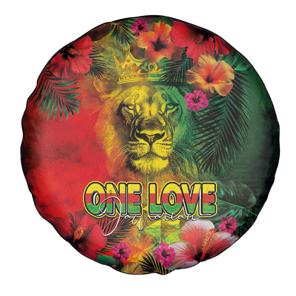 Hawaiian Reggae Spare Tire Cover Tropical Plants and Tribal Kakau Tattoo-One Love Jawaiian LT03 - Polynesian Pride