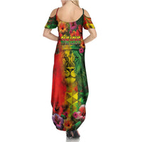Hawaiian Reggae Summer Maxi Dress Tropical Plants and Tribal Kakau Tattoo-One Love Jawaiian LT03 - Polynesian Pride
