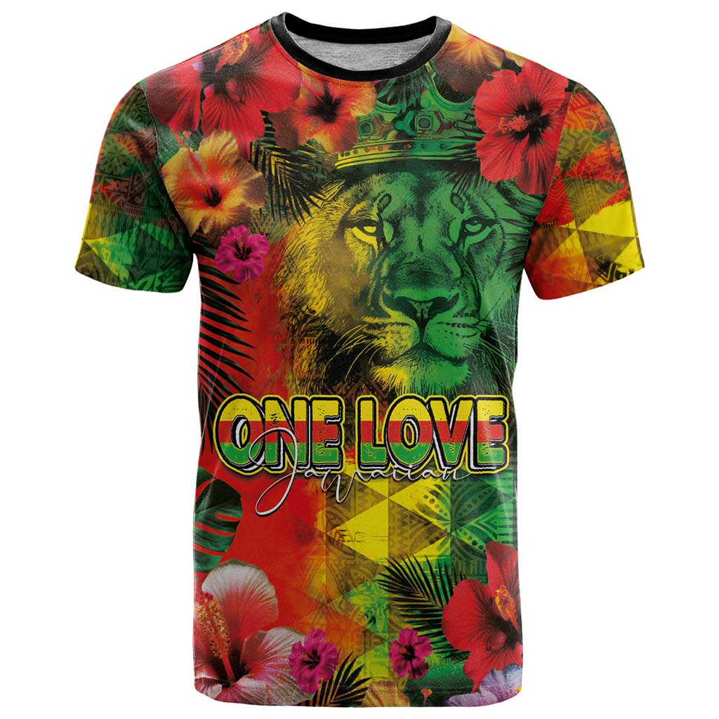 Hawaiian Reggae T Shirt Tropical Plants and Tribal Kakau Tattoo-One Love Jawaiian LT03 Reggae - Polynesian Pride