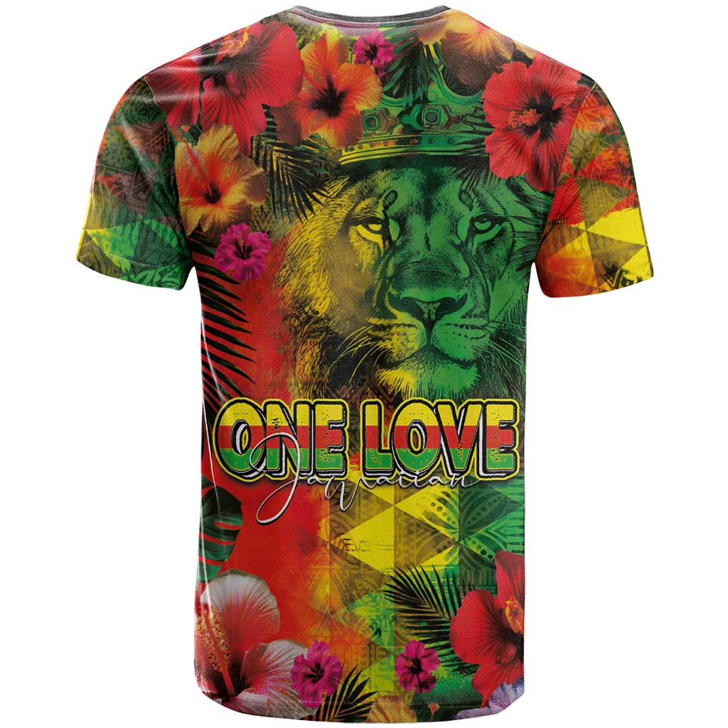 Hawaiian Reggae T Shirt Tropical Plants and Tribal Kakau Tattoo-One Love Jawaiian LT03 - Polynesian Pride