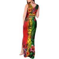 Hawaiian Reggae Tank Maxi Dress Tropical Plants and Tribal Kakau Tattoo-One Love Jawaiian LT03 - Polynesian Pride