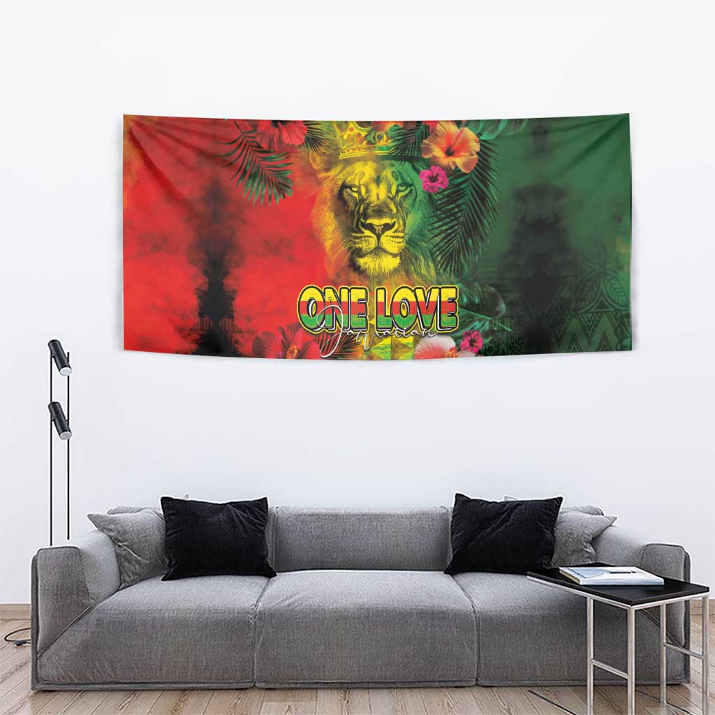 Hawaiian Reggae Tapestry Tropical Plants and Tribal Kakau Tattoo-One Love Jawaiian LT03 - Polynesian Pride