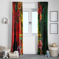 Hawaiian Reggae Window Curtain Tropical Plants and Tribal Kakau Tattoo-One Love Jawaiian LT03 - Polynesian Pride