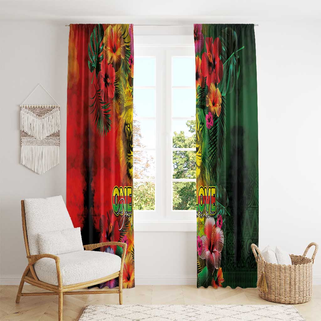 Hawaiian Reggae Window Curtain Tropical Plants and Tribal Kakau Tattoo-One Love Jawaiian LT03 - Polynesian Pride