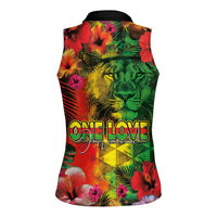 Hawaiian Reggae Women Sleeveless Polo Shirt Tropical Plants and Tribal Kakau Tattoo-One Love Jawaiian LT03 - Polynesian Pride