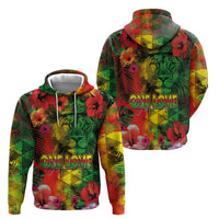 Hawaiian Reggae Zip Hoodie Tropical Plants and Tribal Kakau Tattoo-One Love Jawaiian LT03 - Polynesian Pride