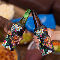 Hawaiian Lei Day 4 in 1 Can Cooler Tumbler Colorful Plumeria and Volcanic Turtle with Abstract Lava Texture LT03 - Polynesian Pride