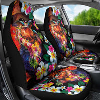 Hawaiian Lei Day Car Seat Cover Colorful Plumeria and Volcanic Turtle with Abstract Lava Texture LT03 - Polynesian Pride
