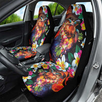 Hawaiian Lei Day Car Seat Cover Colorful Plumeria and Volcanic Turtle with Abstract Lava Texture LT03 - Polynesian Pride