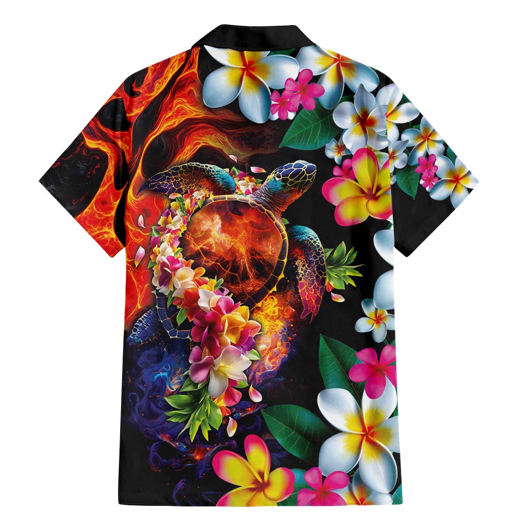 Hawaiian Lei Day Family Matching Mermaid Dress and Hawaiian Shirt Colorful Plumeria and Volcanic Turtle with Abstract Lava Texture LT03 - Polynesian Pride