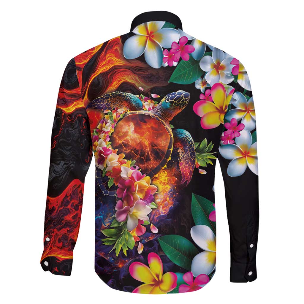 Hawaiian Lei Day Family Matching Mermaid Dress and Hawaiian Shirt Colorful Plumeria and Volcanic Turtle with Abstract Lava Texture LT03 - Polynesian Pride