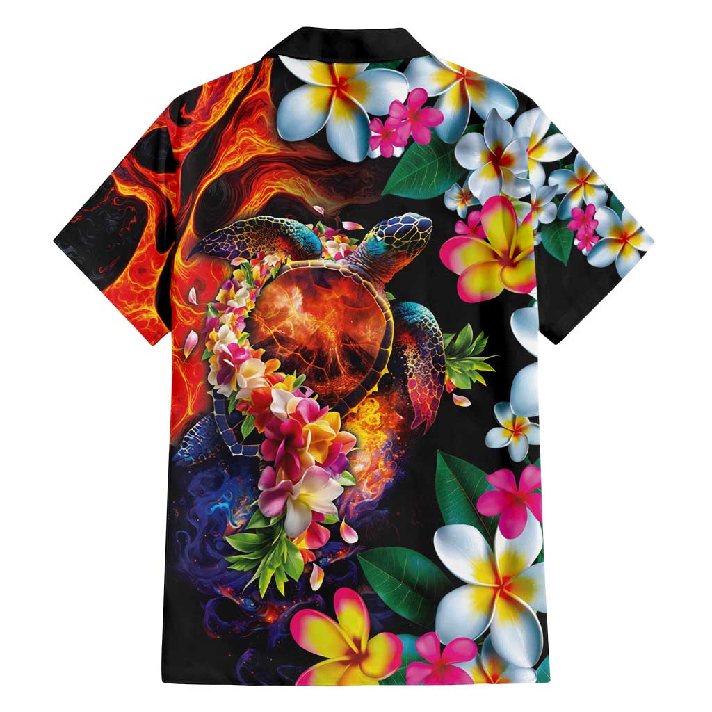 Hawaiian Lei Day Family Matching Off Shoulder Maxi Dress and Hawaiian Shirt Colorful Plumeria and Volcanic Turtle with Abstract Lava Texture LT03 - Polynesian Pride