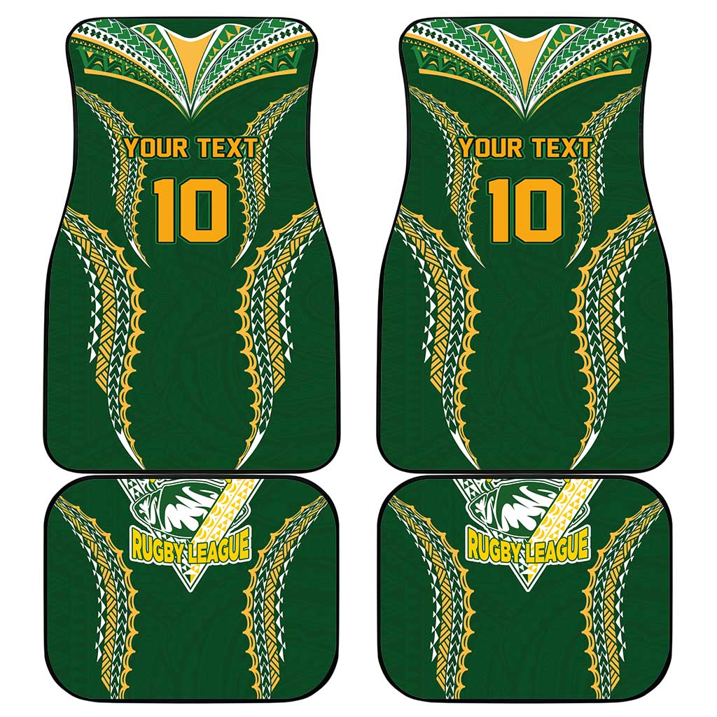 Custom Cook Islands Rugby League Car Mats Tatau Tribal Pattern-Special Edition Green Color