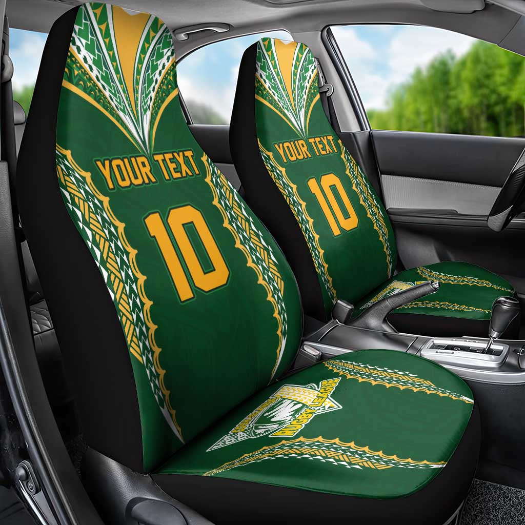 Custom Cook Islands Rugby League Car Seat Cover Tatau Tribal Pattern-Special Edition Green Color LT03 - Polynesian Pride