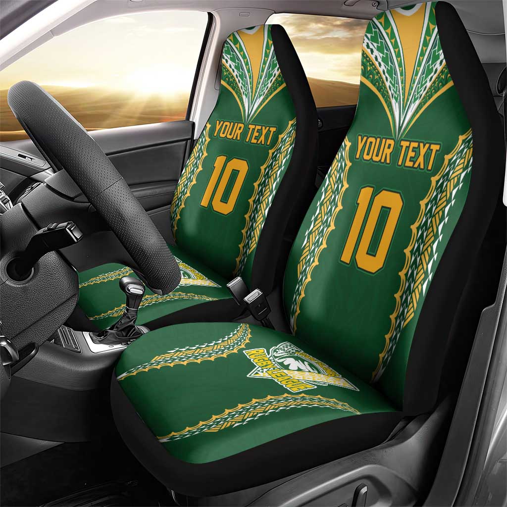Custom Cook Islands Rugby League Car Seat Cover Tatau Tribal Pattern-Special Edition Green Color LT03 - Polynesian Pride