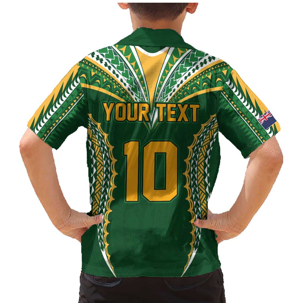 Custom Cook Islands Rugby League Family Matching Mermaid Dress and Hawaiian Shirt Tatau Tribal Pattern-Special Edition Green Color LT03 - Polynesian Pride