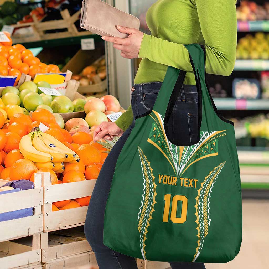 Custom Cook Islands Rugby League Grocery Bag Tatau Tribal Pattern-Special Edition Green Color