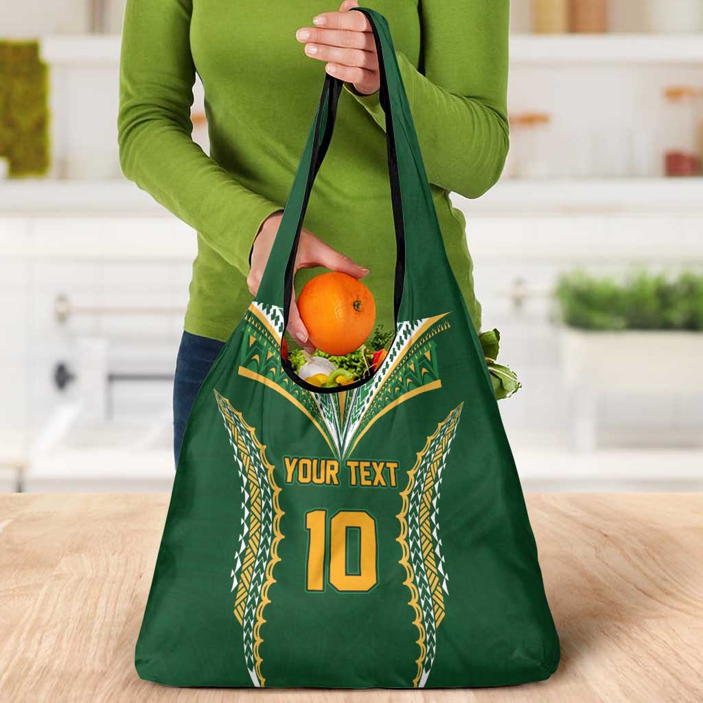 Custom Cook Islands Rugby League Grocery Bag Tatau Tribal Pattern-Special Edition Green Color