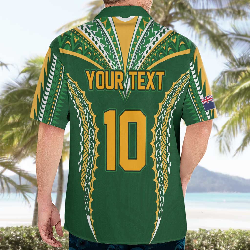 Custom Cook Islands Rugby League Hawaiian Shirt Tatau Tribal Pattern-Special Edition Green Color LT03 - Polynesian Pride
