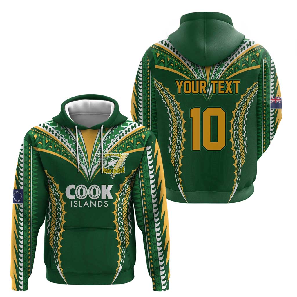 Custom Cook Islands Rugby League Hoodie Tatau Tribal Pattern-Special Edition Green Color