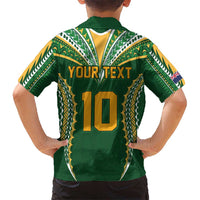 Custom Cook Islands Rugby League Kid Hawaiian Shirt Tatau Tribal Pattern-Special Edition Green Color LT03 - Polynesian Pride